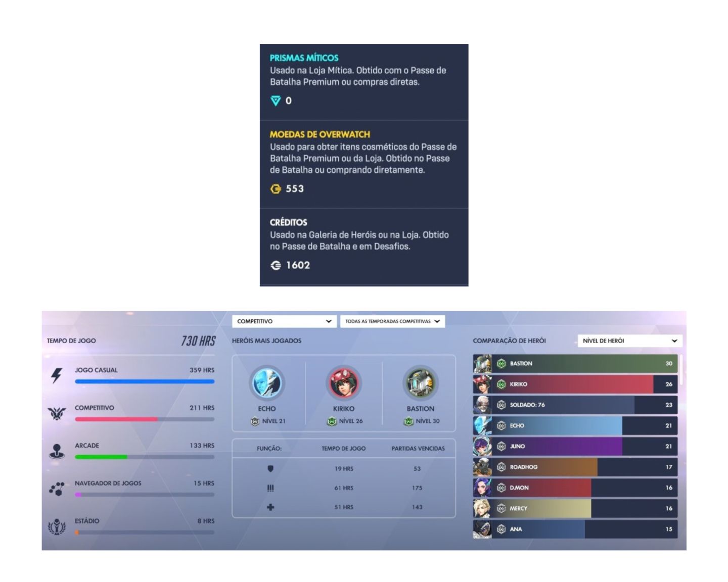 CONTA OVERWATCH | 720+ Skins (11 Miticas, 6 Golden Guns) | Collabs e Skins OWL