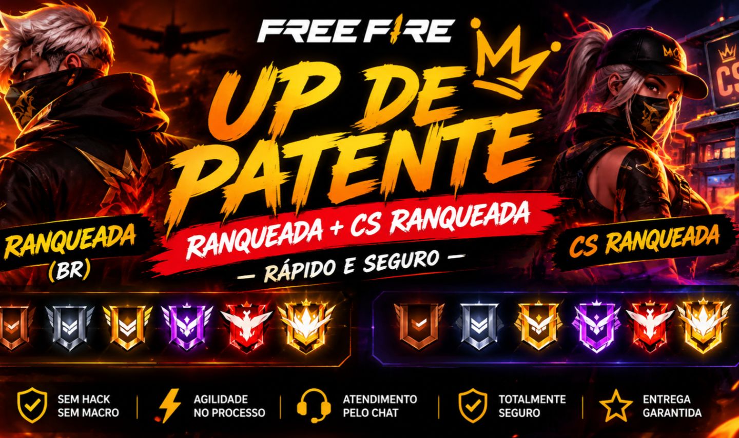 UP DE PATENTE FREE FIRE | RANQUEADA + CS RANQUEADA | RÁPIDO E SEGURO