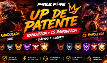 UP DE PATENTE FREE FIRE | RANQUEADA + CS RANQUEADA | RÁPIDO E SEGURO