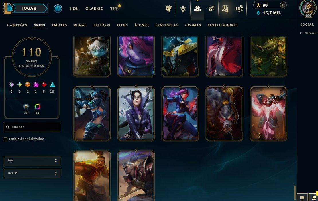 Full Acesso - 110 Skins - 150 Campeões - Level 196 - Promoção Só Hoje!!!