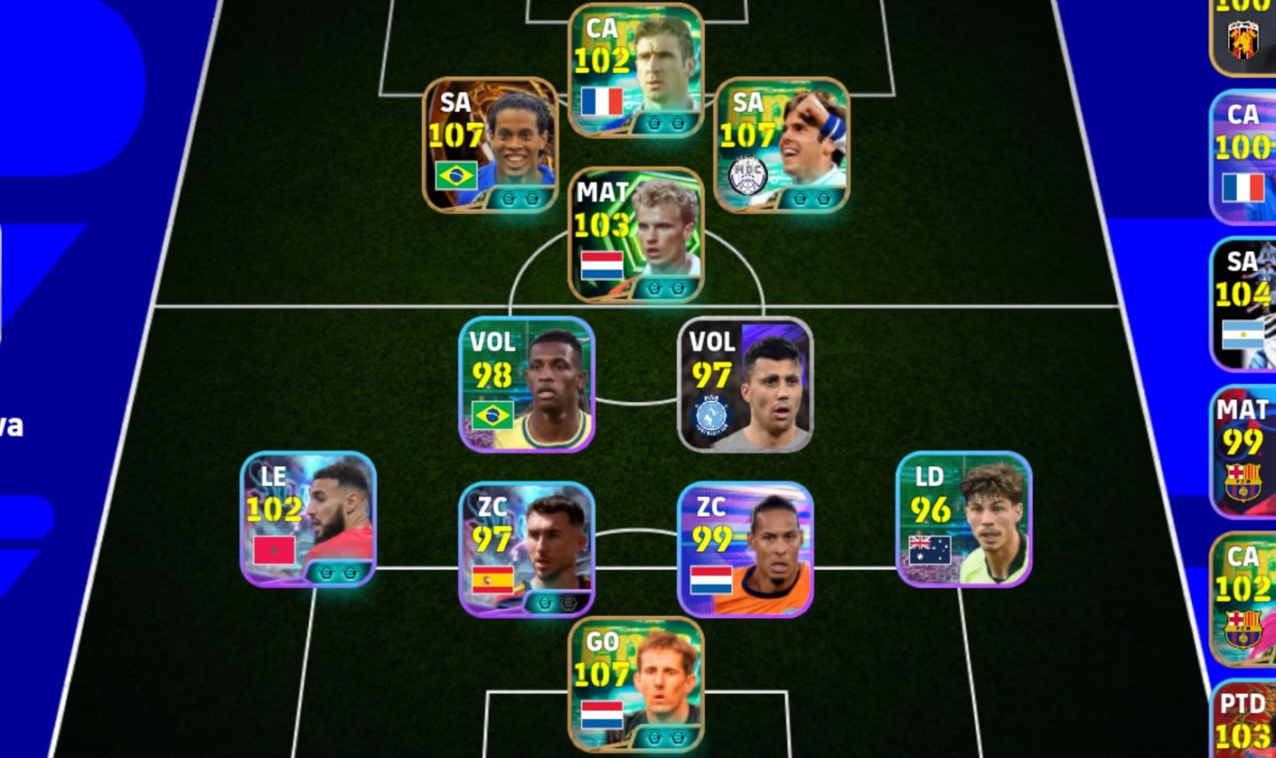 Conte Efootball com Ronaldinho + Kaká + Goleiro Meta