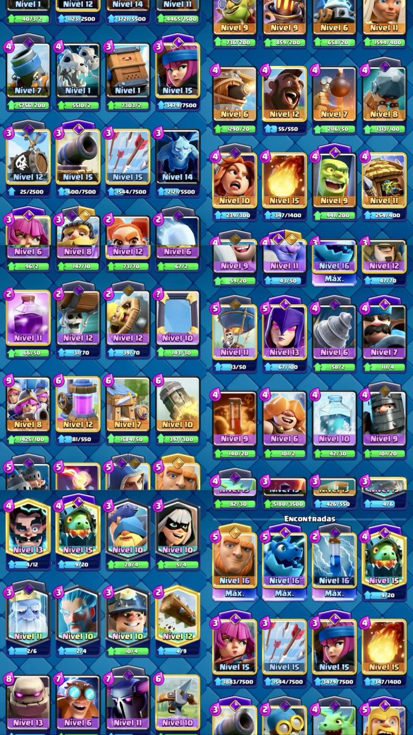 Clash Royale 10.5K + COC CV9 Nível 76 | Emotes Raros | Cartas upadas
