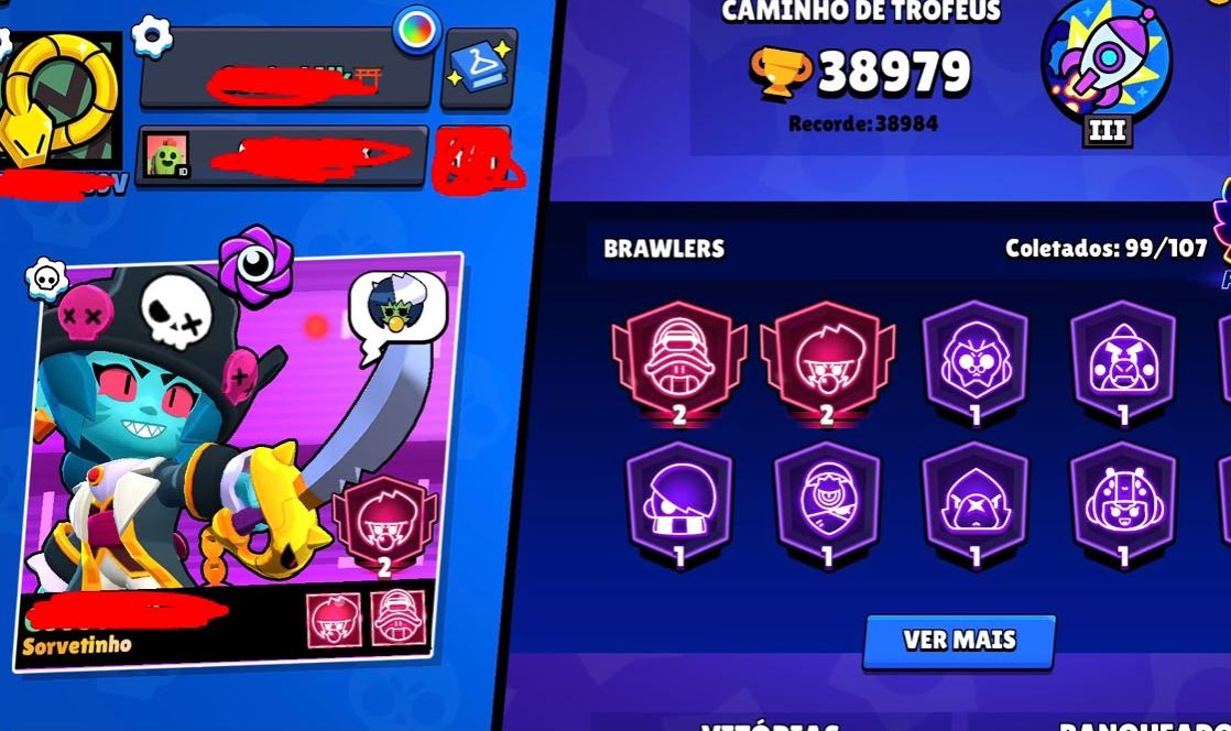 CONTA DE BRAWL STARS | 39K DE TROFEUS | 99 BRAWLERS + KAZE E SIRIUS