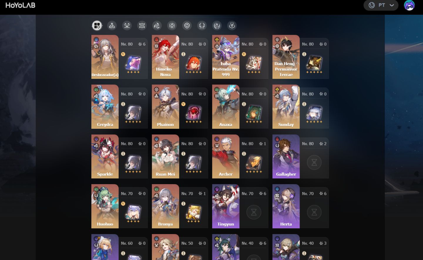 Duas contas Mid Games no Honkai! Preço negocial em ambas