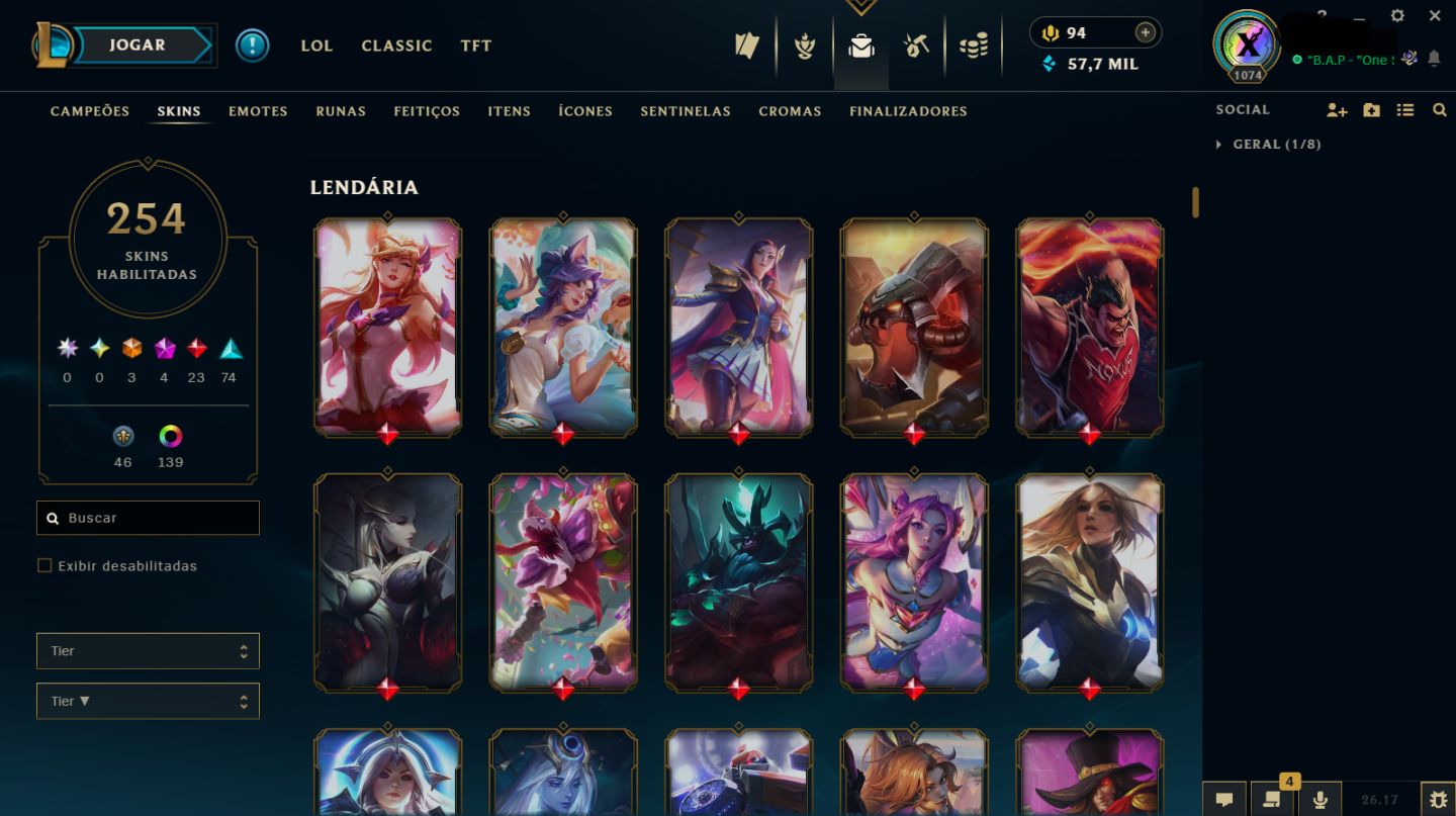 LoL Veterana 2013 | Lv 1074 | Irelia Prestígio (2019/2022) | Ícone paiN 2014