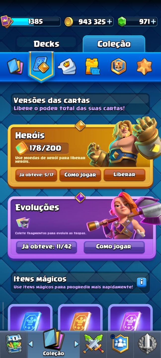 CONTA CLASH ROYALE REI 14 |10.7K TROFÉUS |940K OURO | 11 EVOLUÇÕES | FULL ACESSO