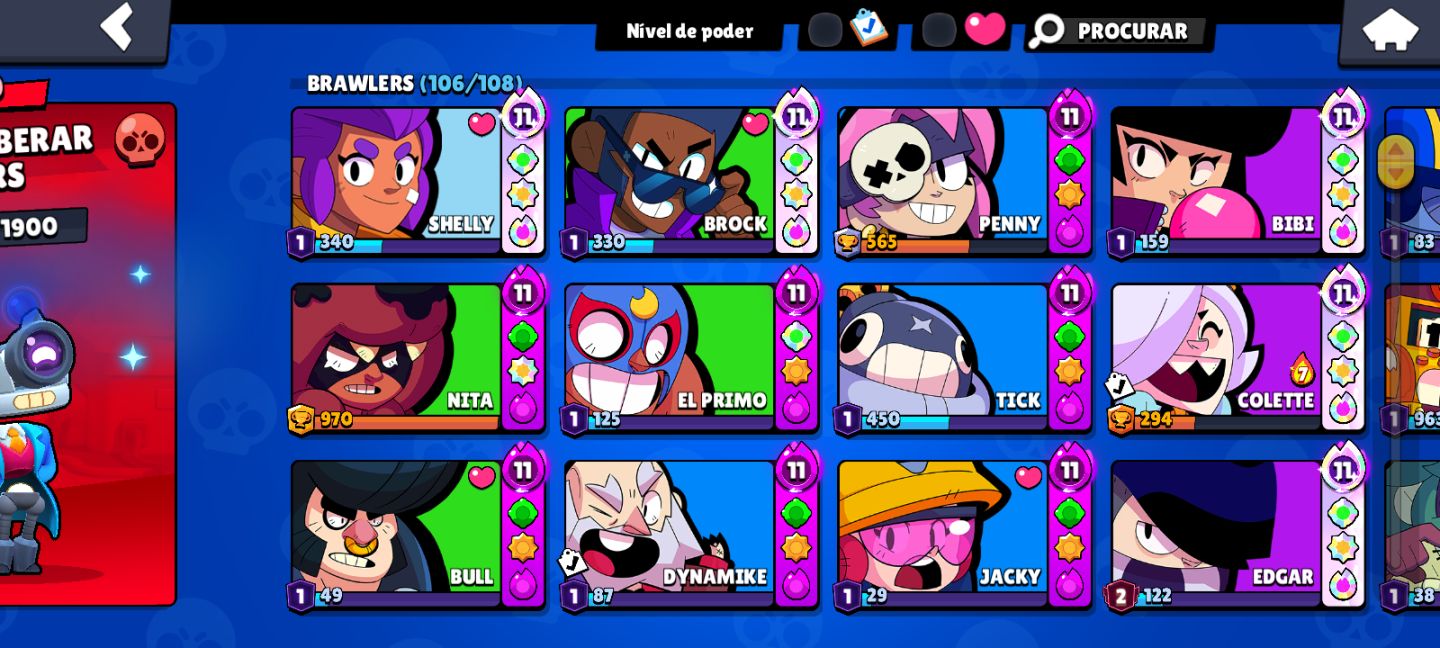 Continha com 44k de troféus e 104 Brawl, boa pra quem quer jogar rank e combate.