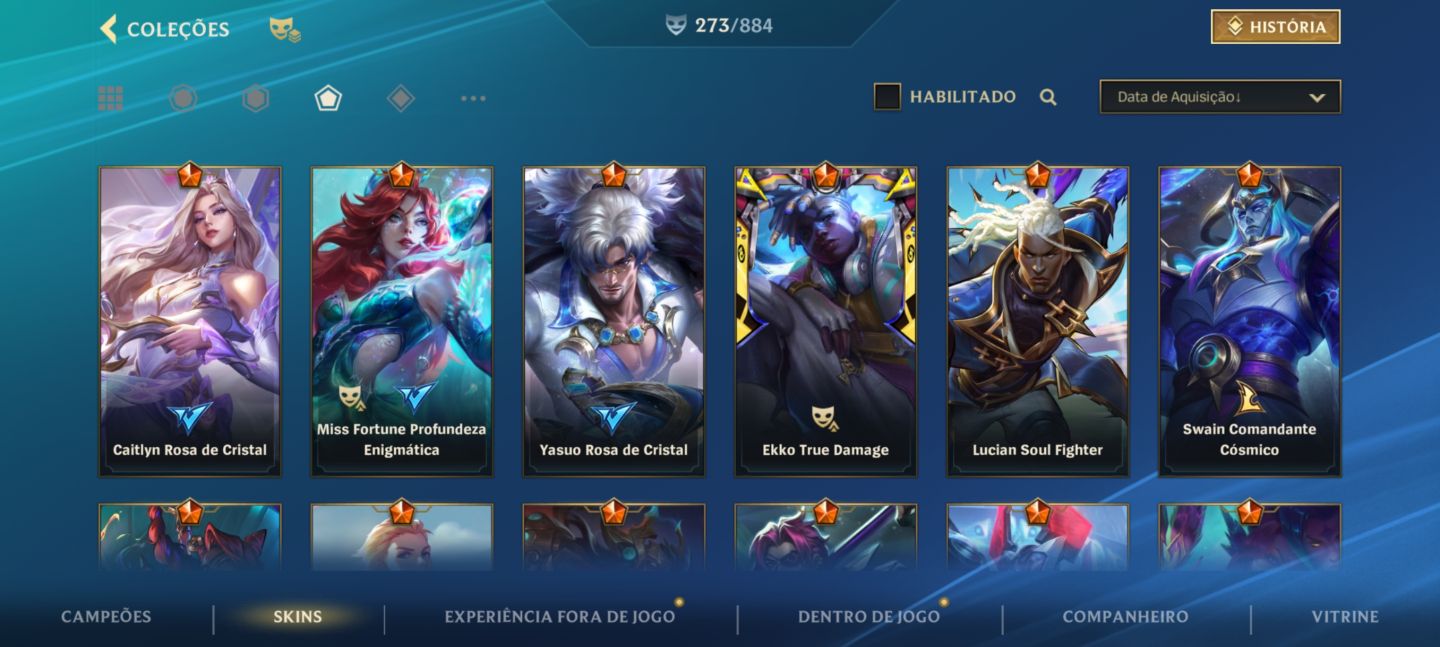 Conta WILD RIFT com 273 skin, grão mestre Mono Diana Full champs