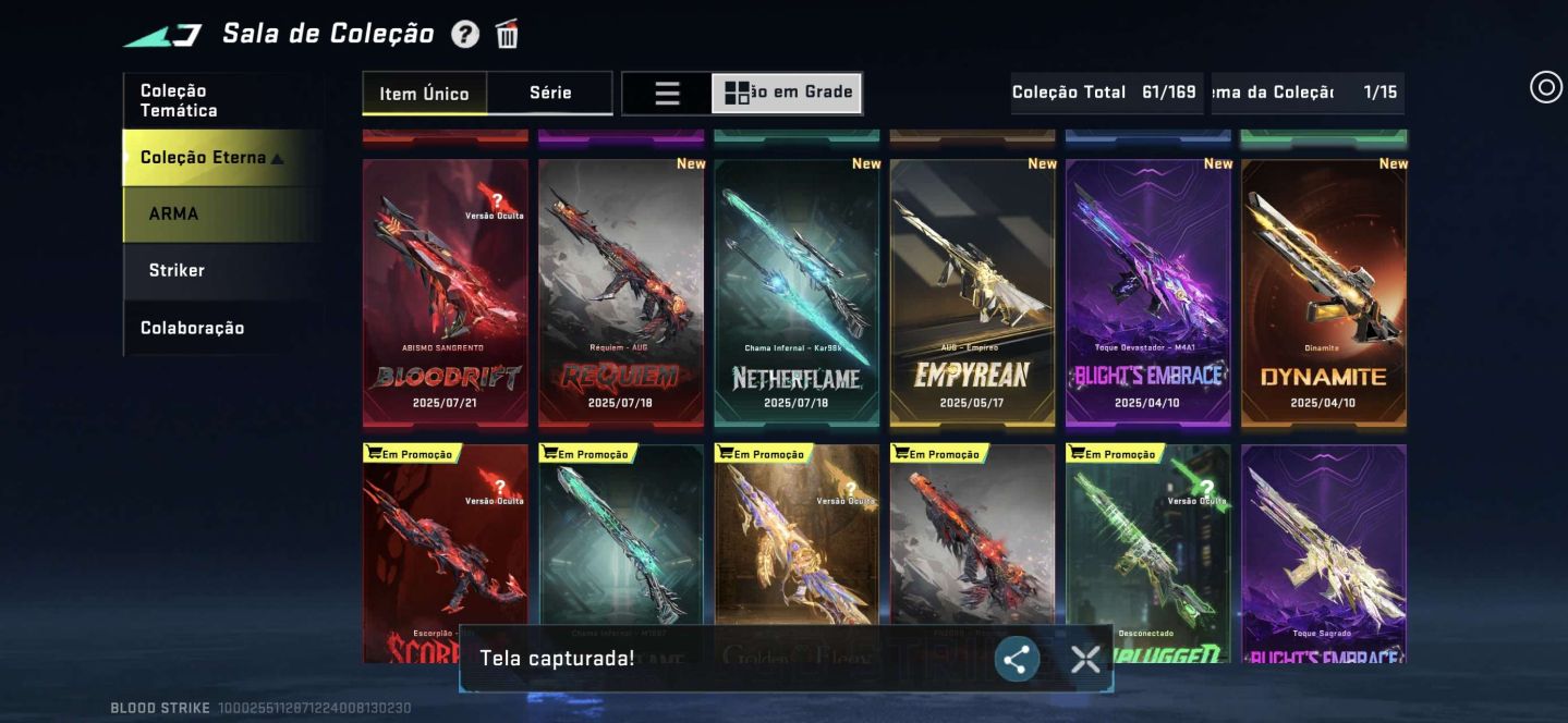 Conta de BS bem cuidada com várias skins evo e eternas