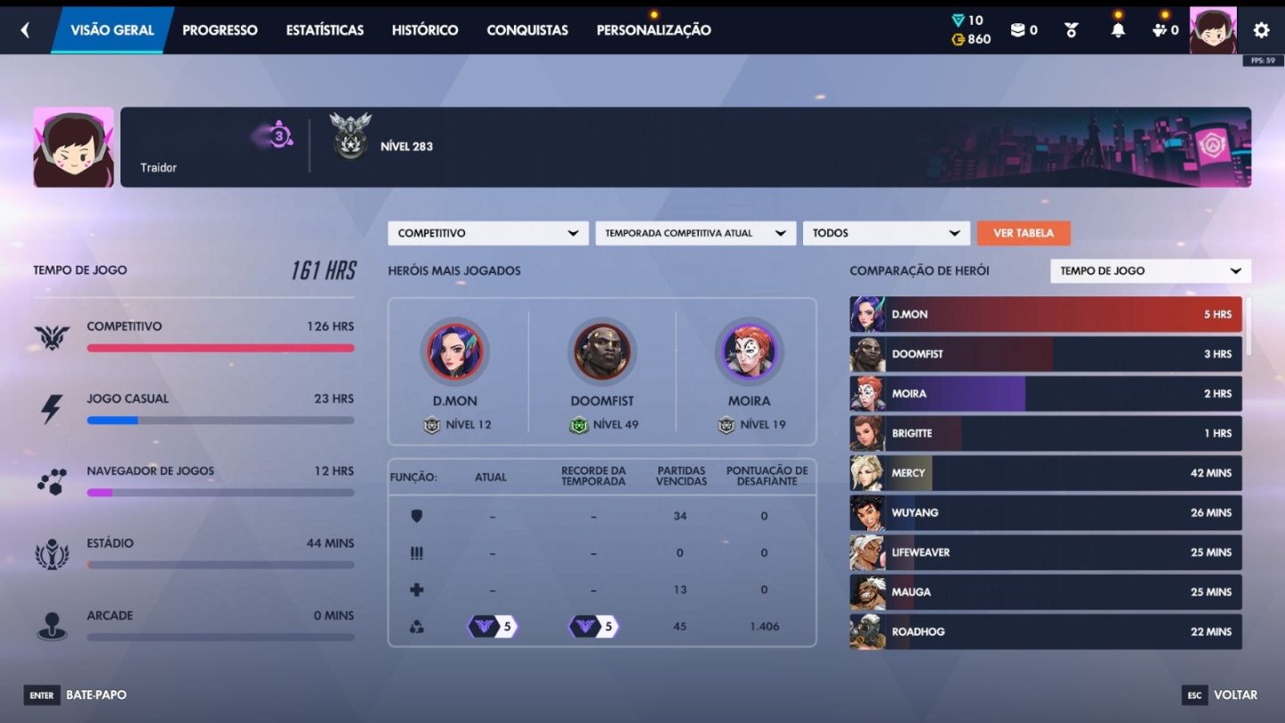 Conta Overwatch GM5 6vs6 e High MMR em 5vs5
