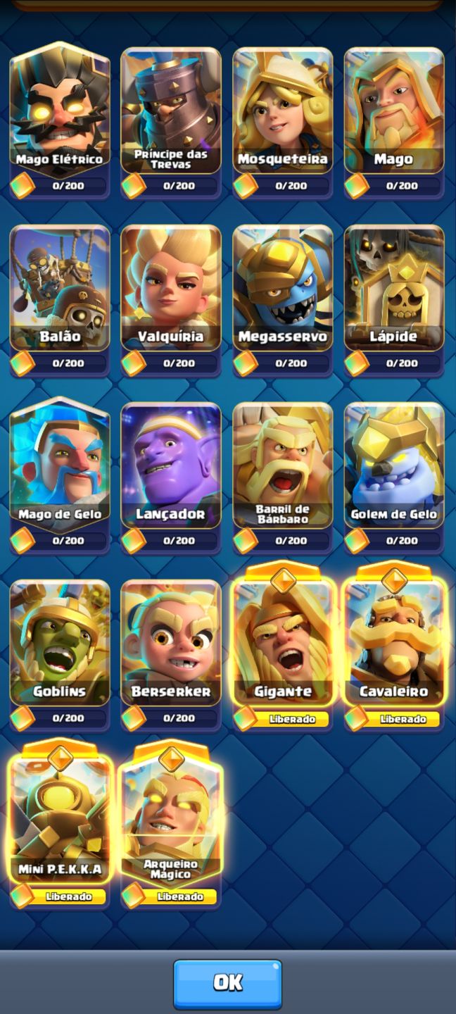 CONTA CLASH ROYALE OG 9 ANOS | 10K TROFÉUS | NÍVEL 15/16 | 637 GEMAS | 4 HERÓIS