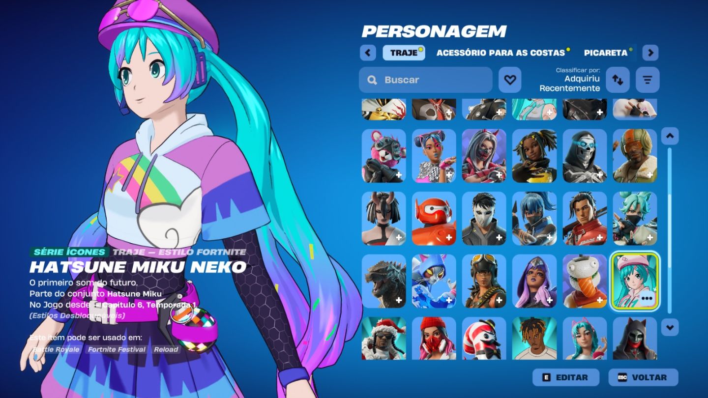 CONTA DE FORTNITE COM 48 SKINS | Hatsune Miku | PROMOÇÃO!