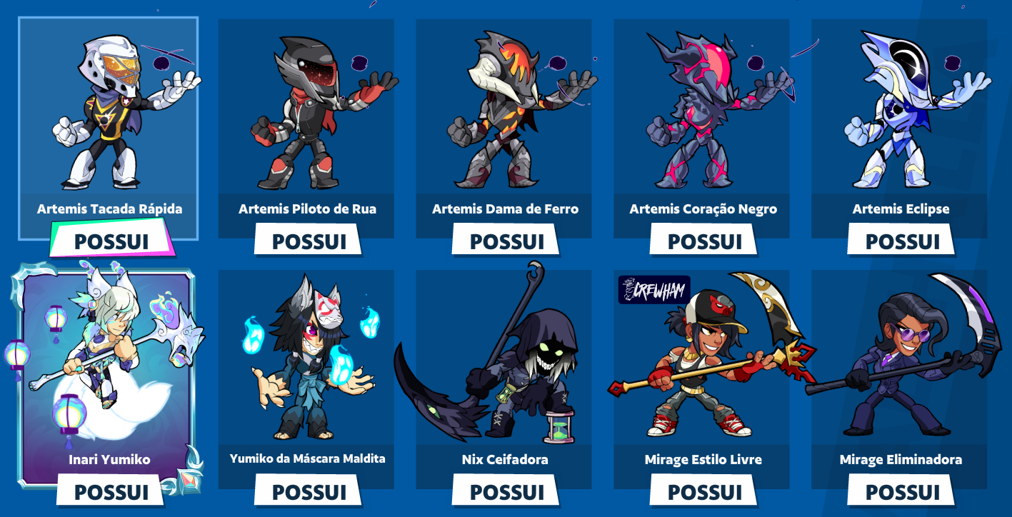 Conta de brawlhalla rara! Foice de outono + lv 100 artemis (muitas skins)