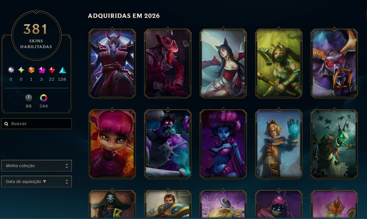 Conta full lol antigo mestre 381 skins