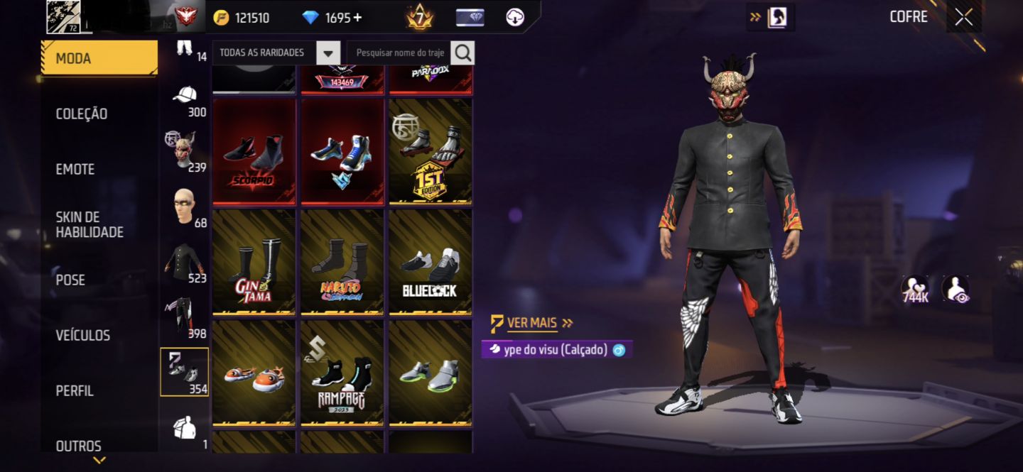 CONTA FREE FIRE RARA PRIME 7 COM 1 e 7 PASSE ANTIGO e+