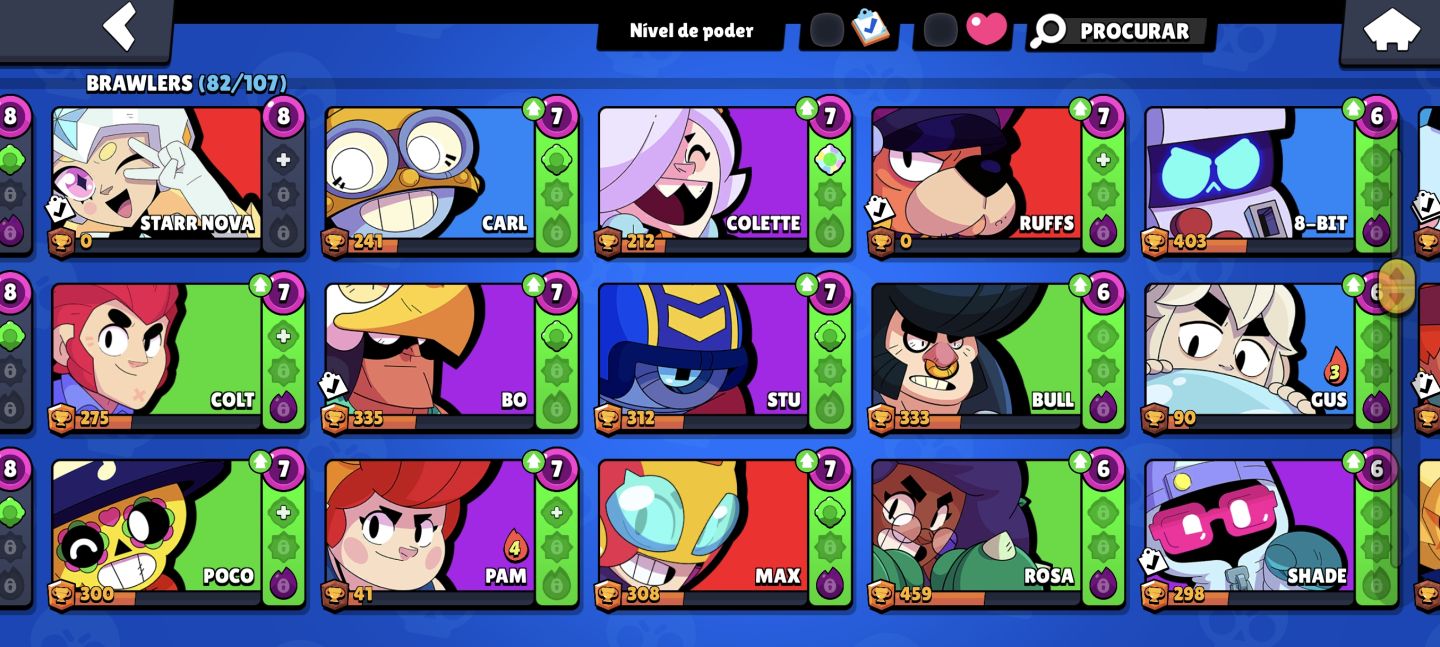 CONTA BRAWL STARS 23.064 TROFÉUS | 82/107 BRAWLERS