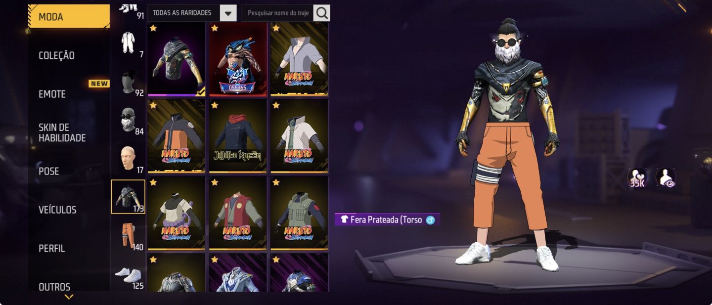 CORRE CONTA PERFEITA BARBA DO VELHO+SKINS DO NARUTO EVOLUTIVAS+SKIN LENDÁRIA