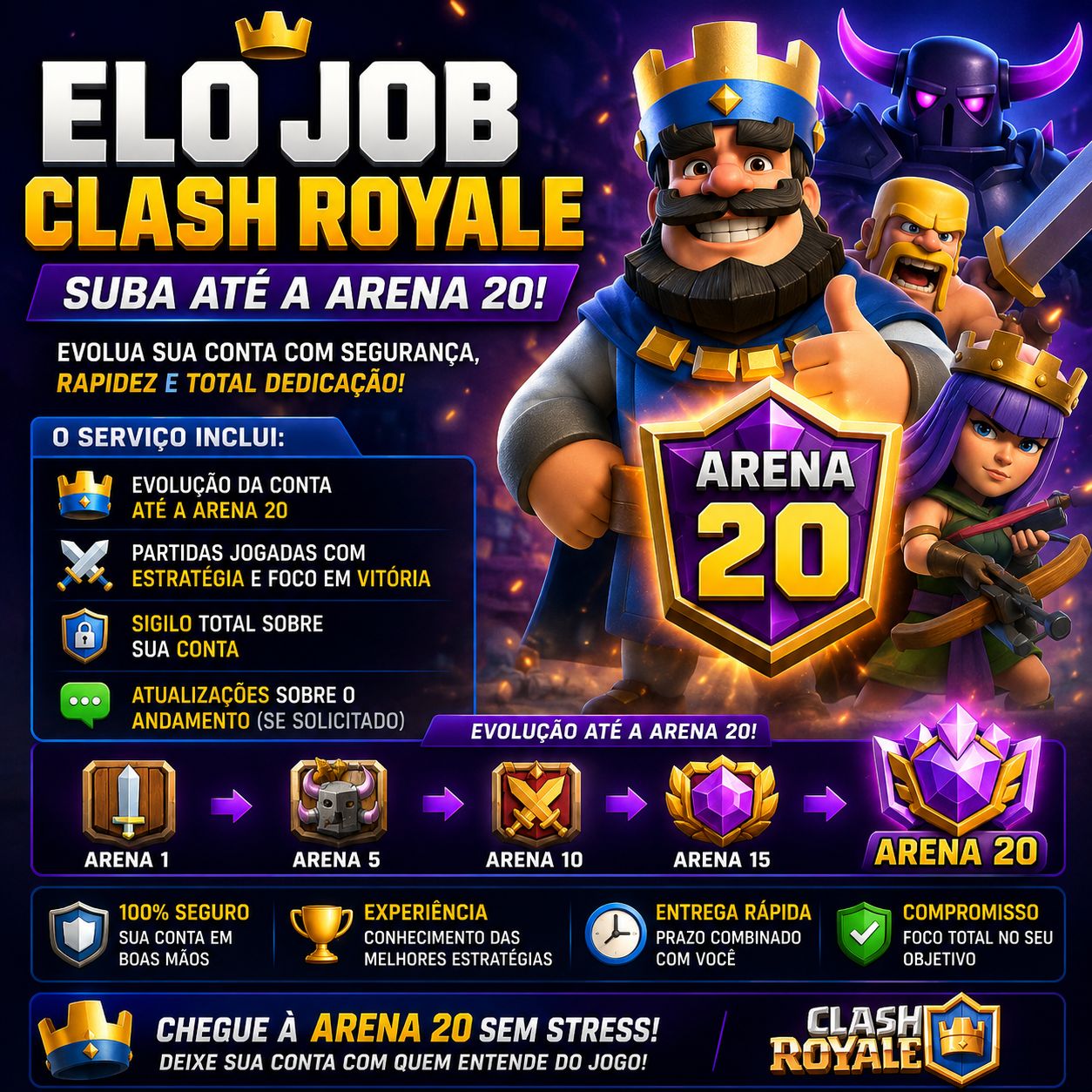 EloJob Clash Royale | Suba Até a Arena 20 com Segurança