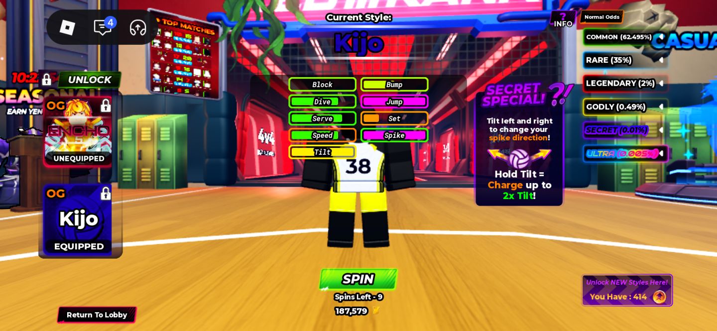 CONTA VOLLEYBALL LEGENDS ENCHO OG + KIJO OG + MIKAGE + AKUTO + 414 GIROS