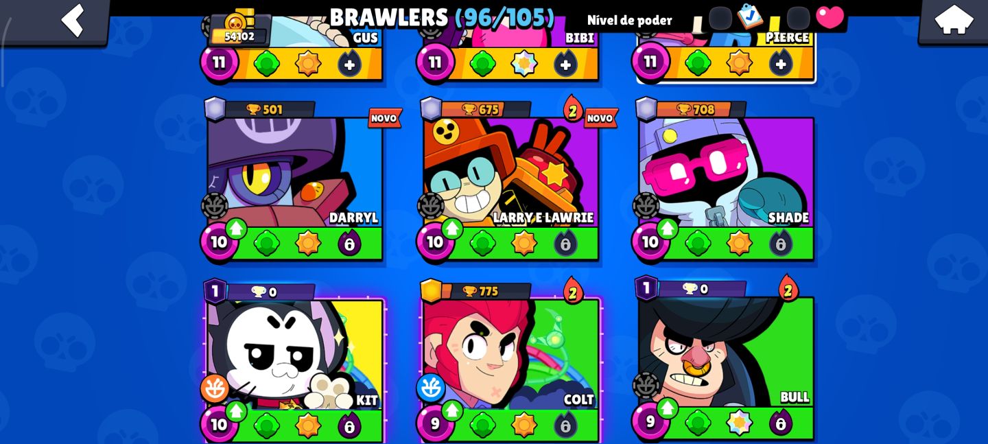 CONTA BRAWL STARS COM 54K TROFÉUS/96 BRAWLERS/ 24 LVL 11/ TROCA DE NOME GRÁTIS