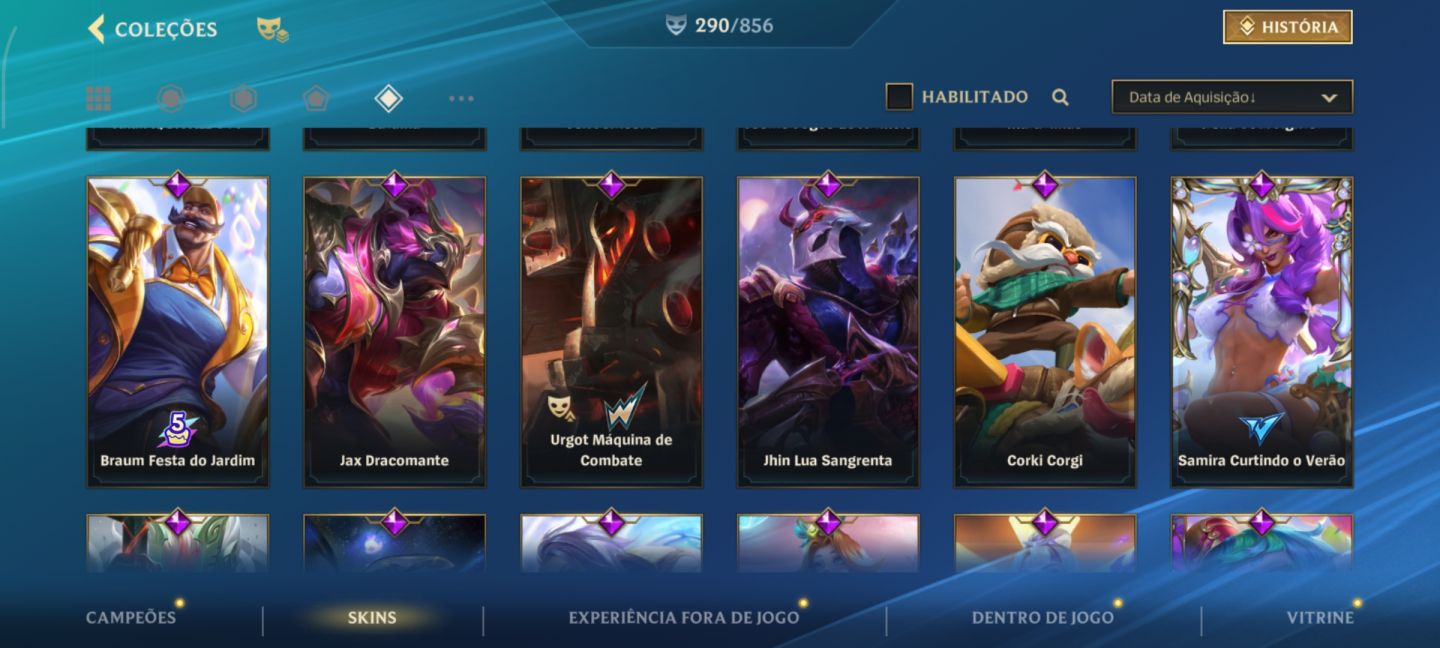 Conta Wild Rift Focada em ADCs 290 skins