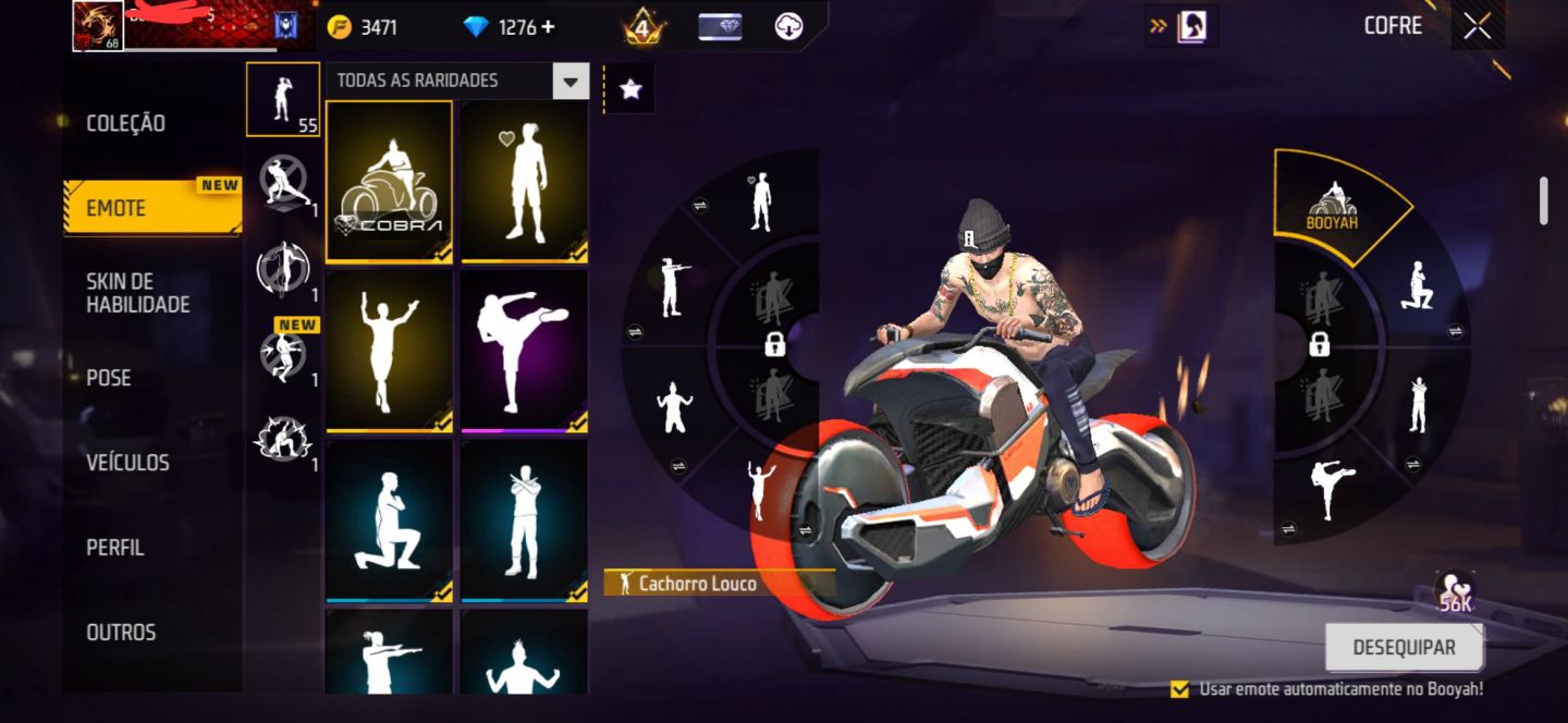 CONTA FREE FIRE NÍVEL 68 | 1.276 DIAMANTES | 400 CAMISAS | LOGIN VK + EMAIL