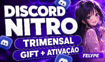 DISCORD NITRO 3 MÊSES/TRIMENSAL + ATIVAÇÃO + GIFT + BRINDE EXTRA (DESCRIÇÃO)