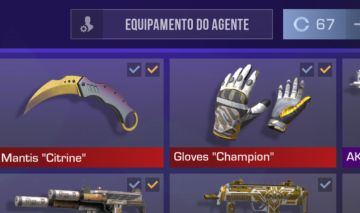 Conta standoff faca + luva, inventário amarelo