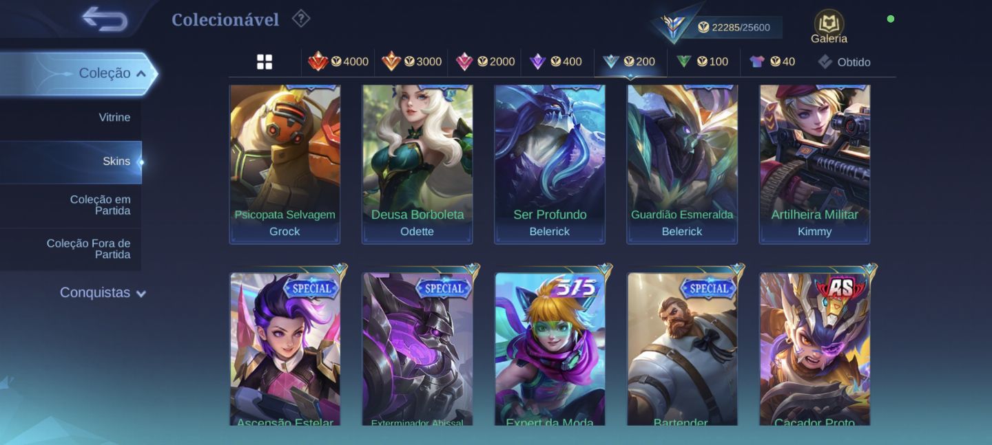 CONTA DE MOBILE LEGENDS COM SKINS E BORDAS QUE NÃO VOLTAM MAIS!!