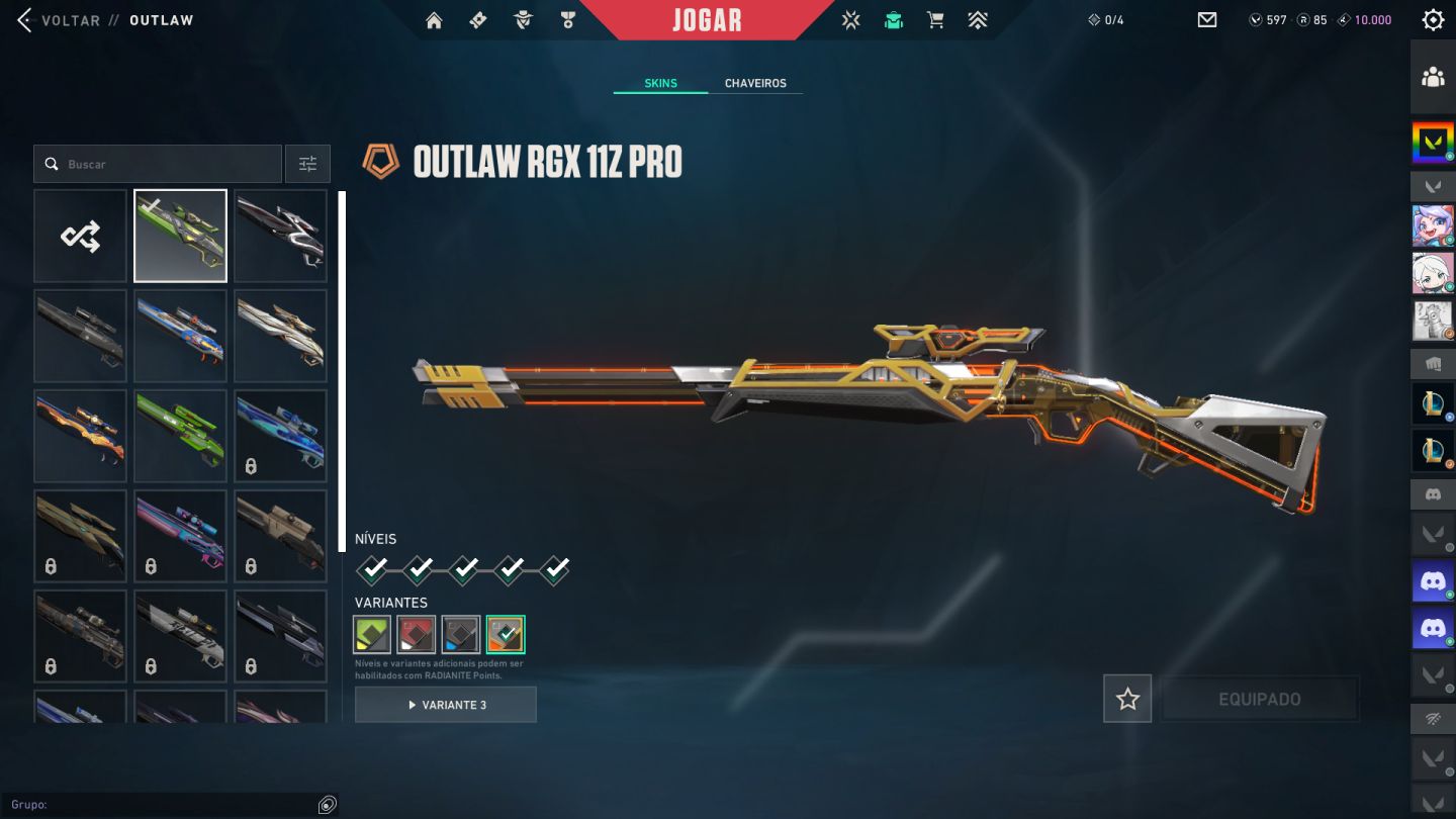 Conta de Valorant, skins de pacote e passe de batalha - 3.800 reais Gastos.