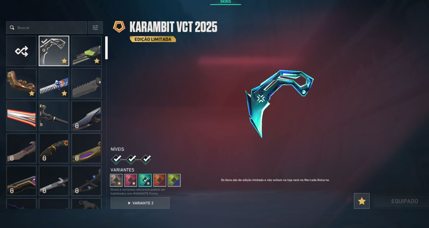 Conta valorant Karambit VCT e champions 26