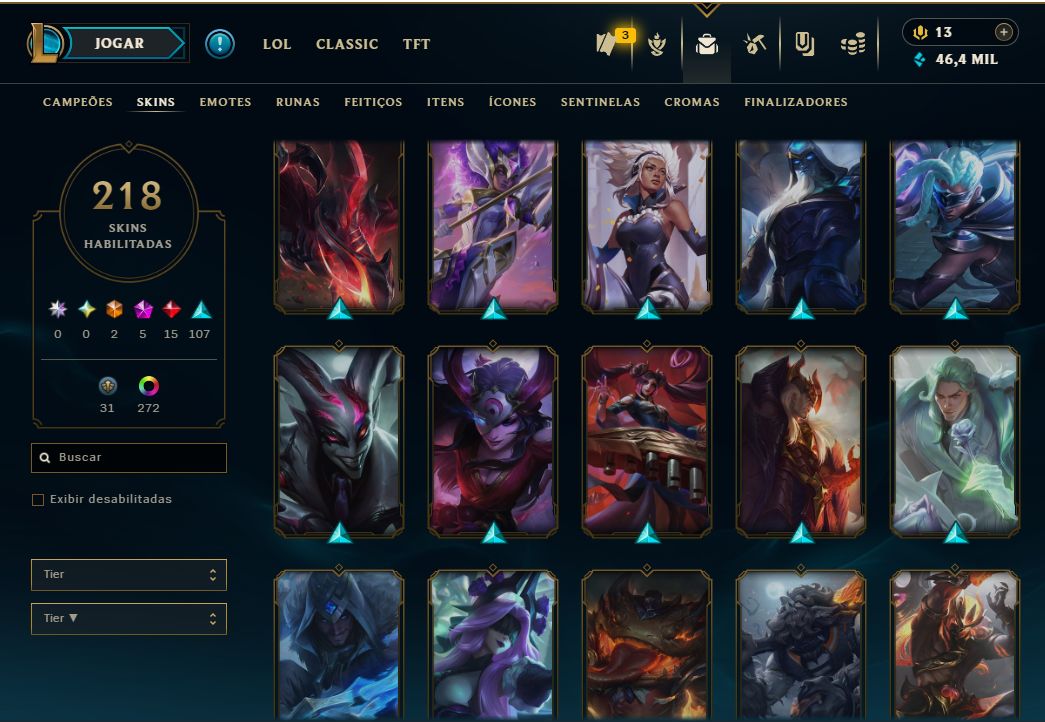 Conta de LOL (diamante II) e Valorant (ouro) - com todos os agentes.