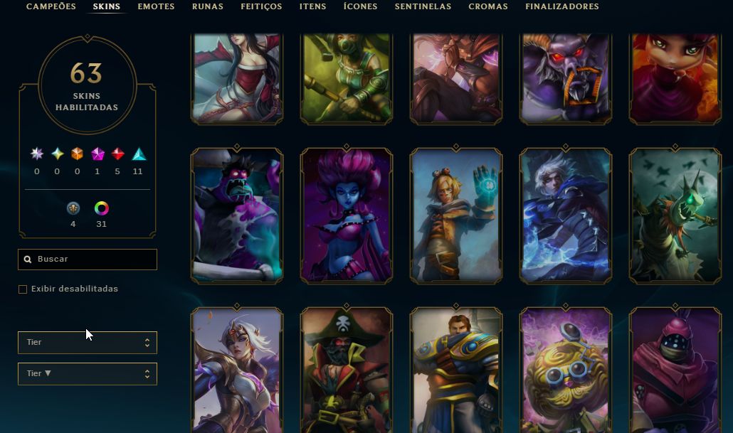 G1 165 Essencias Miticas, 63 skins, 31 cromas
