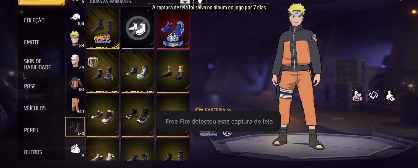 Conta Free fire itens exclusivos do jogo