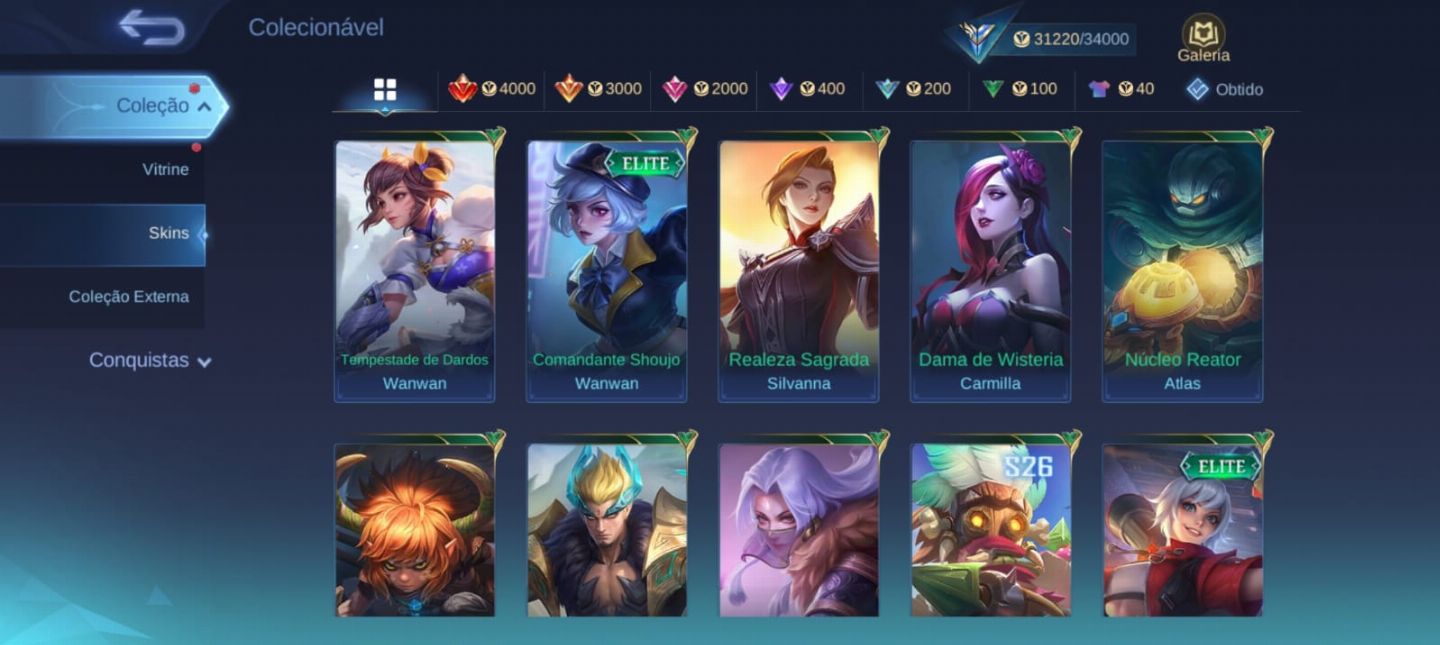 Conta NÍVEL COLECIONADOR MLBB - MOBILE LEGENDS
