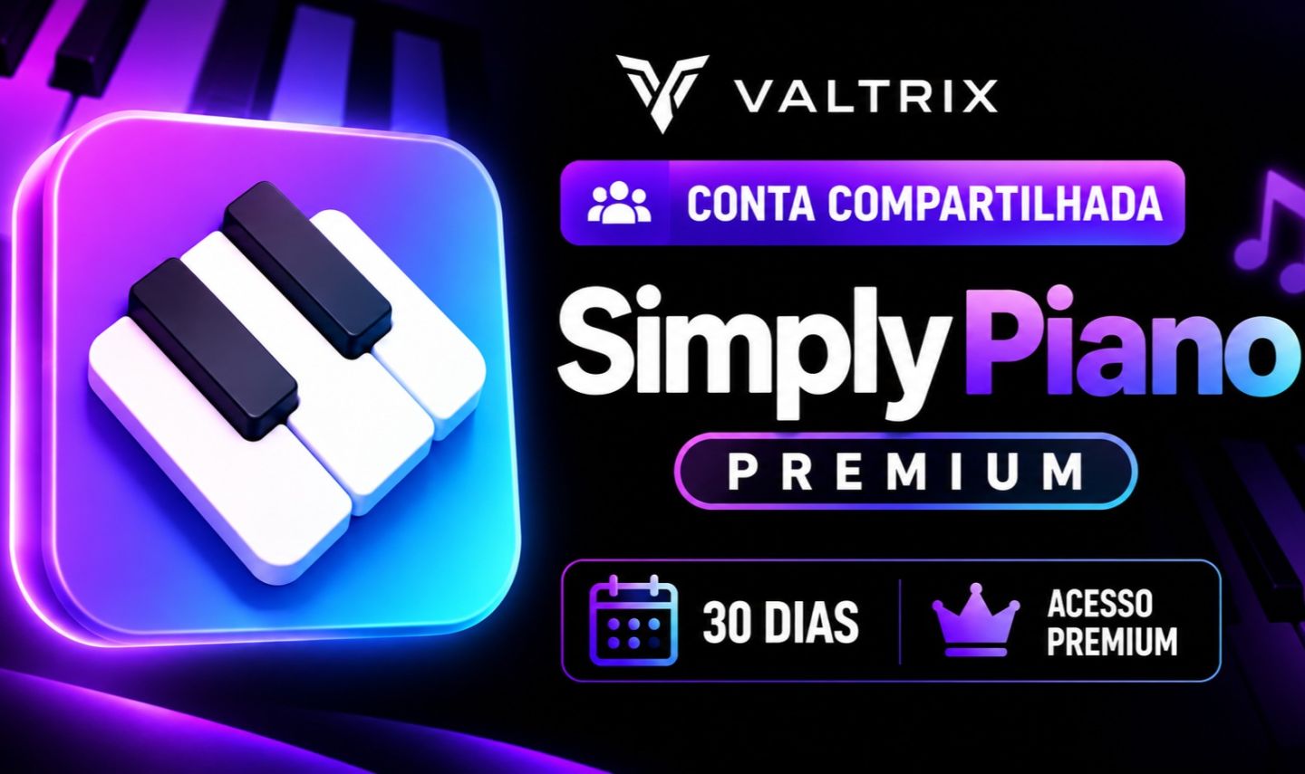 Simply Piano Premium | 30 Dias | Conta Compartilhada