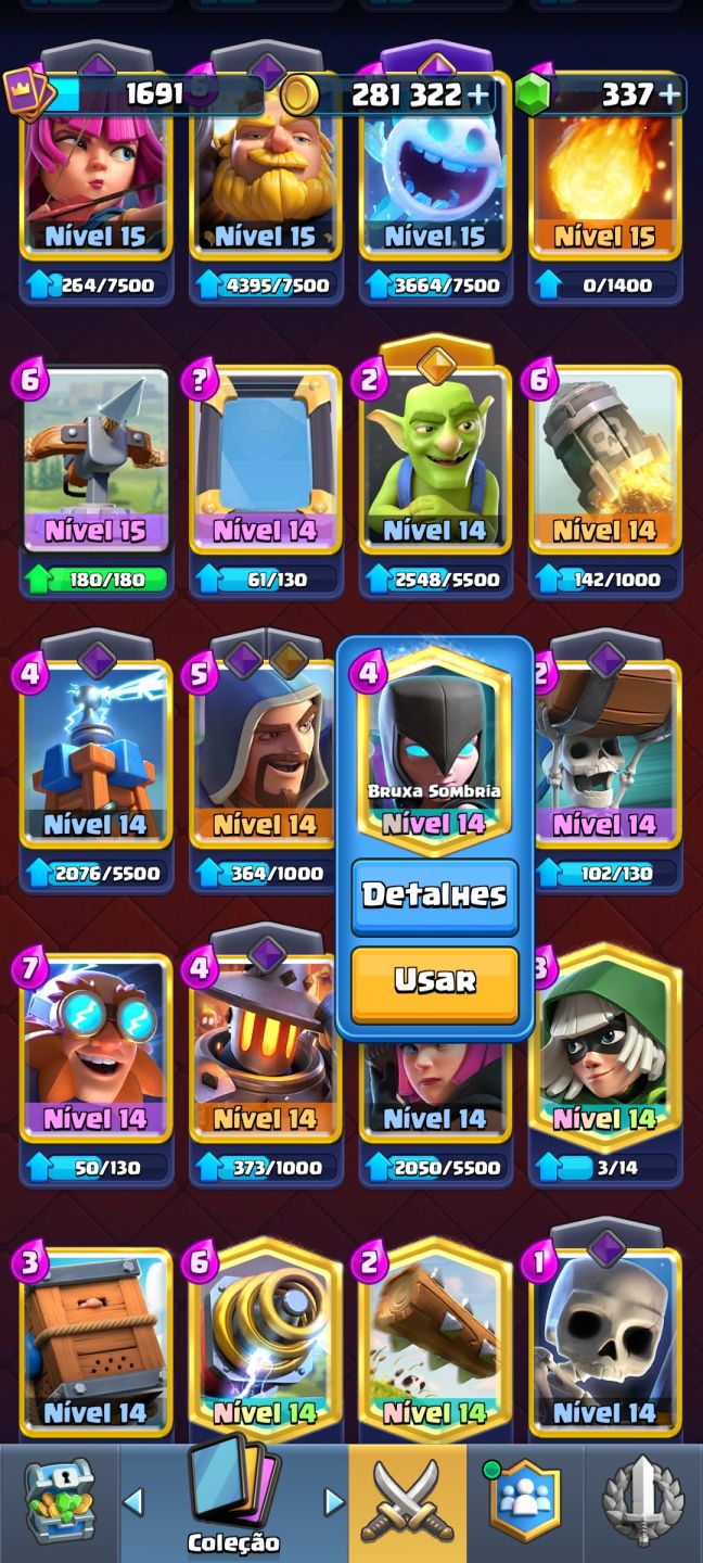 CONTA CLASH ROYALE ANTIGA E MUITO UPADA COM MUITAS CARTAS LVL 16 E COM RANKED