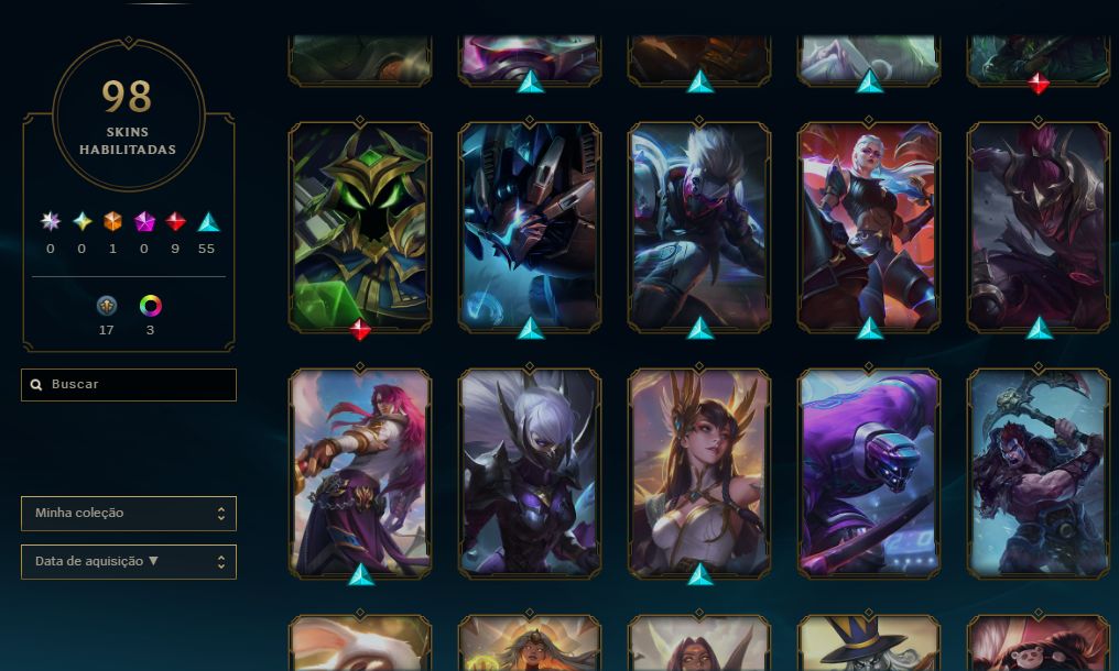 CONTA DE LOL COM MAIS DE 500 REIAS GASTOS 100, 98 SKINS! PROMOÇÃOOO!!!!