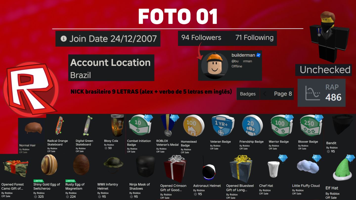 | CONTAS ANTIGAS ROBLOX | CONTA DE 2007, 2008, 2009 E + | ENTREGA AUTOMÁTICA