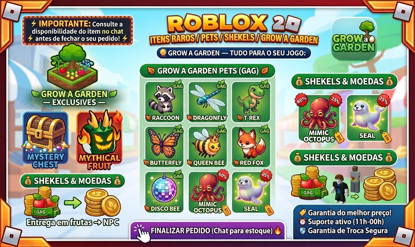 ROBLOX ITENS RAROS / PETS / SHEKELS/GROW GRADEN