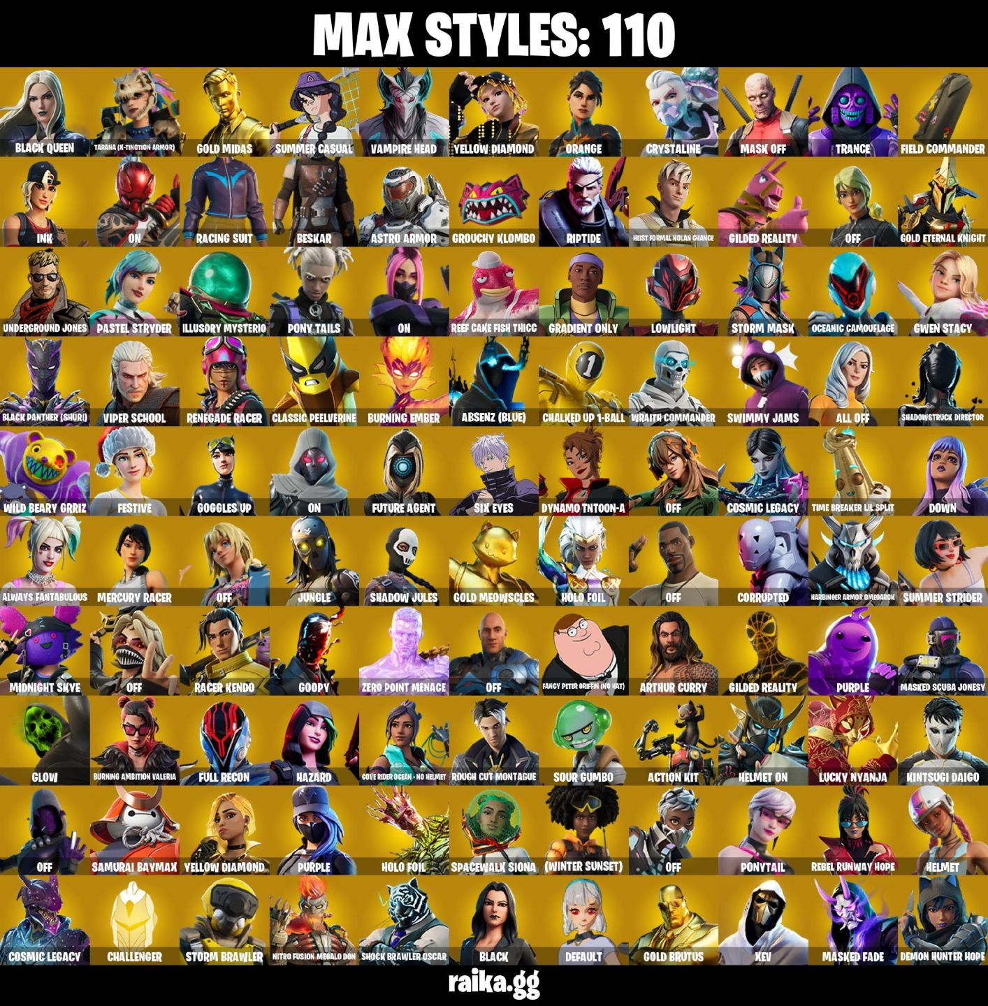 264 skins | Gold Midas Unchained Ramirez heron Stance cobra kai conta tryhard