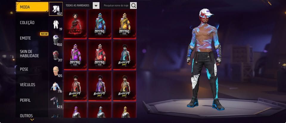 CONTA DE FREE FIRE COMPLETA 700 PEITORAIS!!!