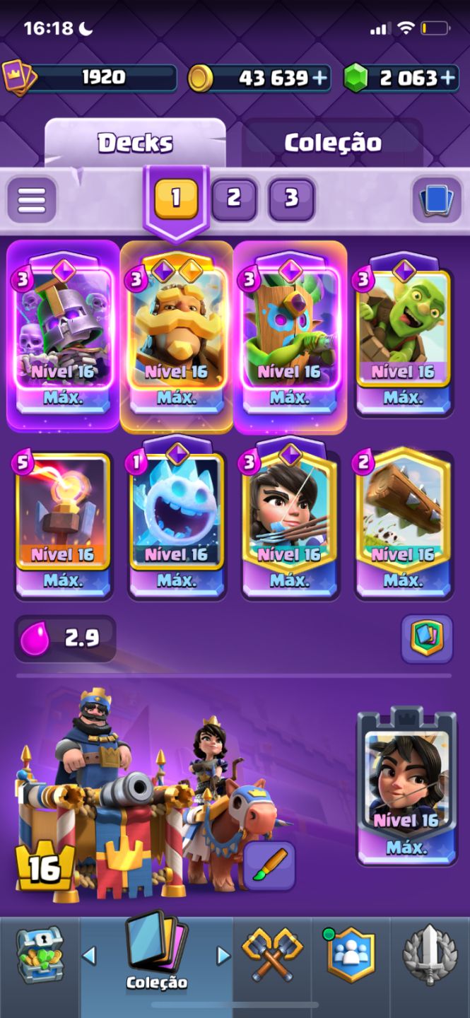 Conta top, várias cartas nível 16 vem na braba !