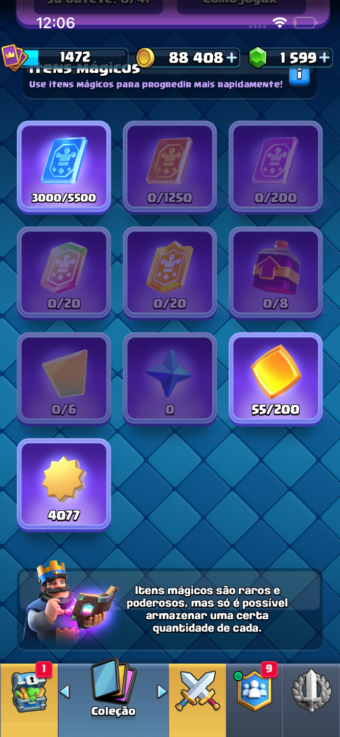 Conta Clash Royale 8600 Troféus Nível 14 1.500 Gemas Cartas Nvl 14 e Evoluções