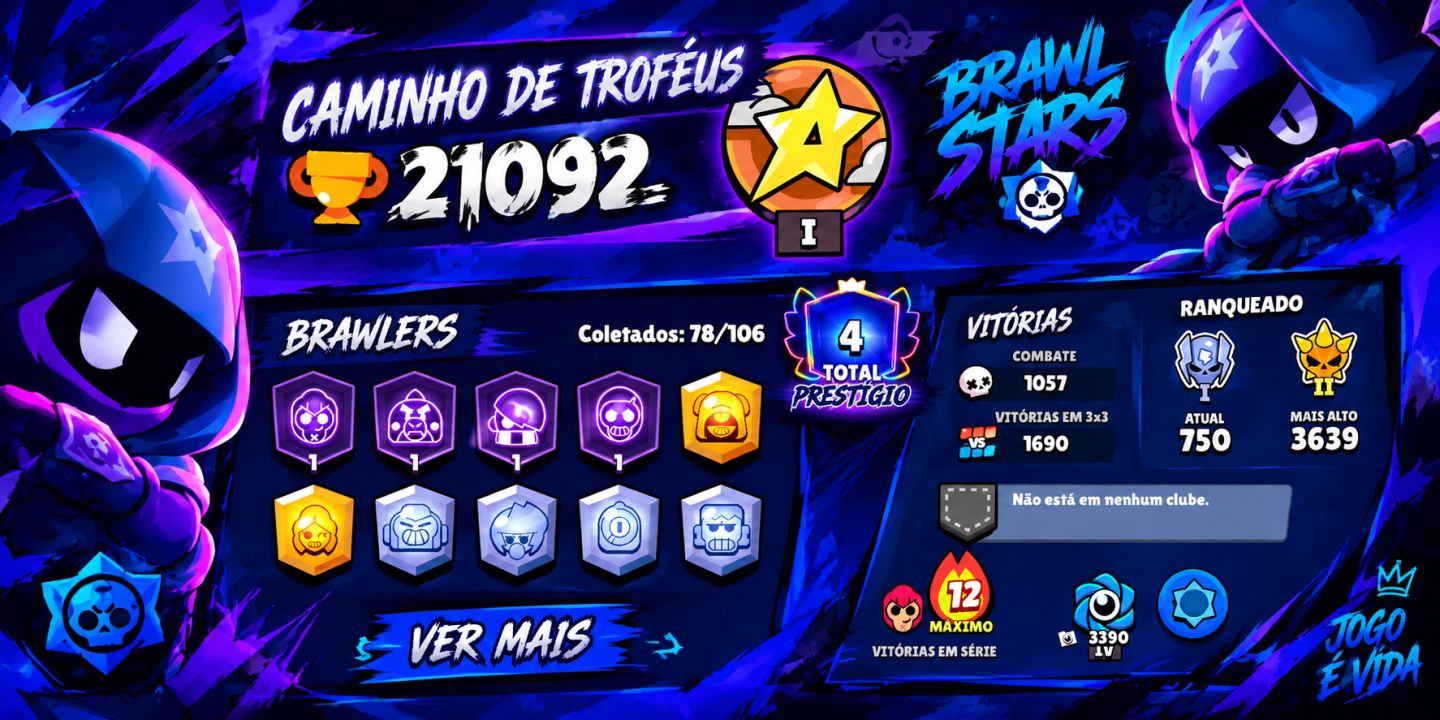 Conta Brawl Stars desde 2020 com itens valiosos e raros