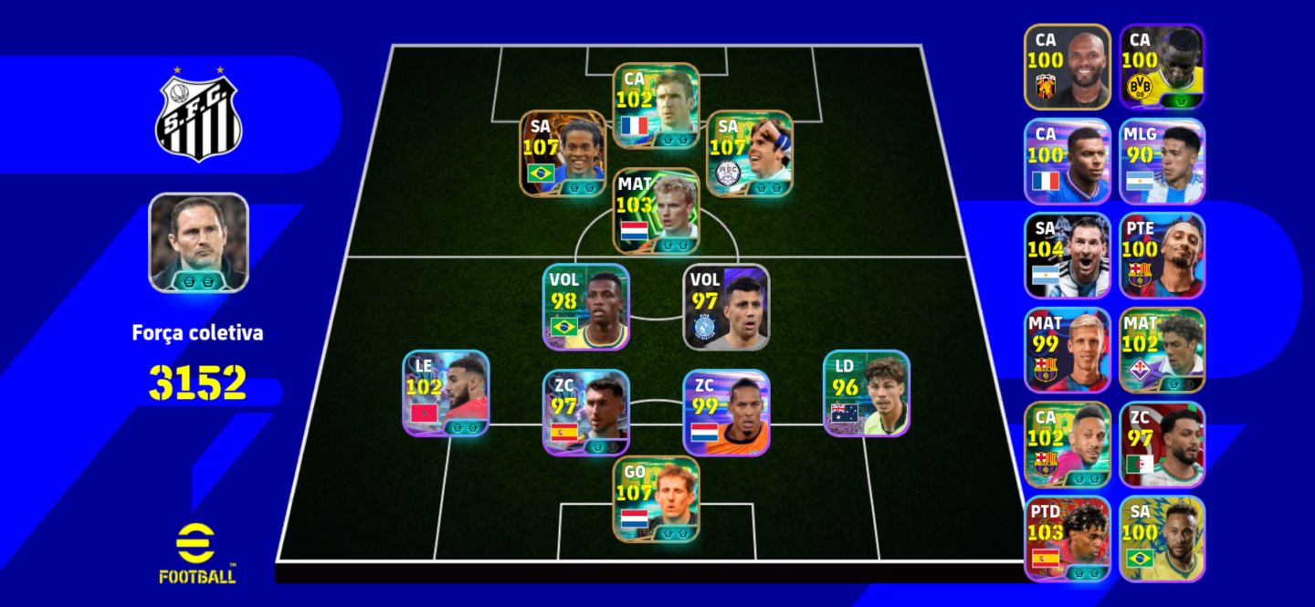 Conte Efootball com Ronaldinho + Kaká + Goleiro Meta