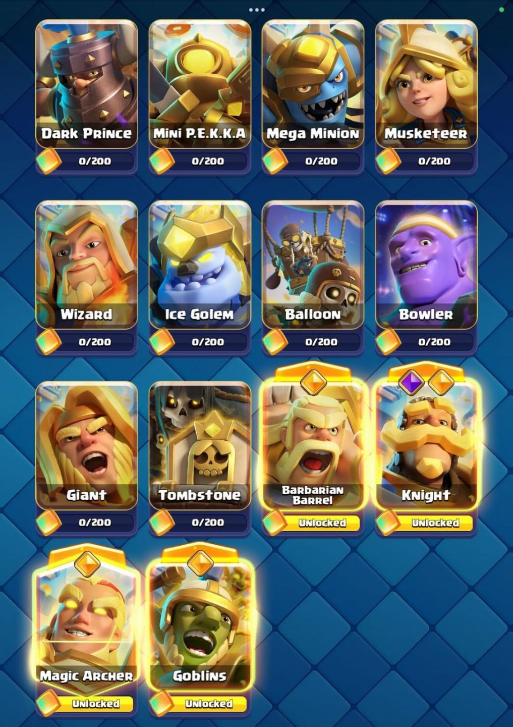 Conta de Clash Royale com torre nível 16 e deck de xbow upado