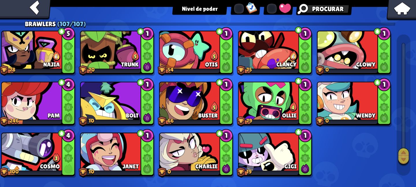 CONTA BRABA DE BRAWL STARS 70K TROFÉU, TODOS BRAWLERS