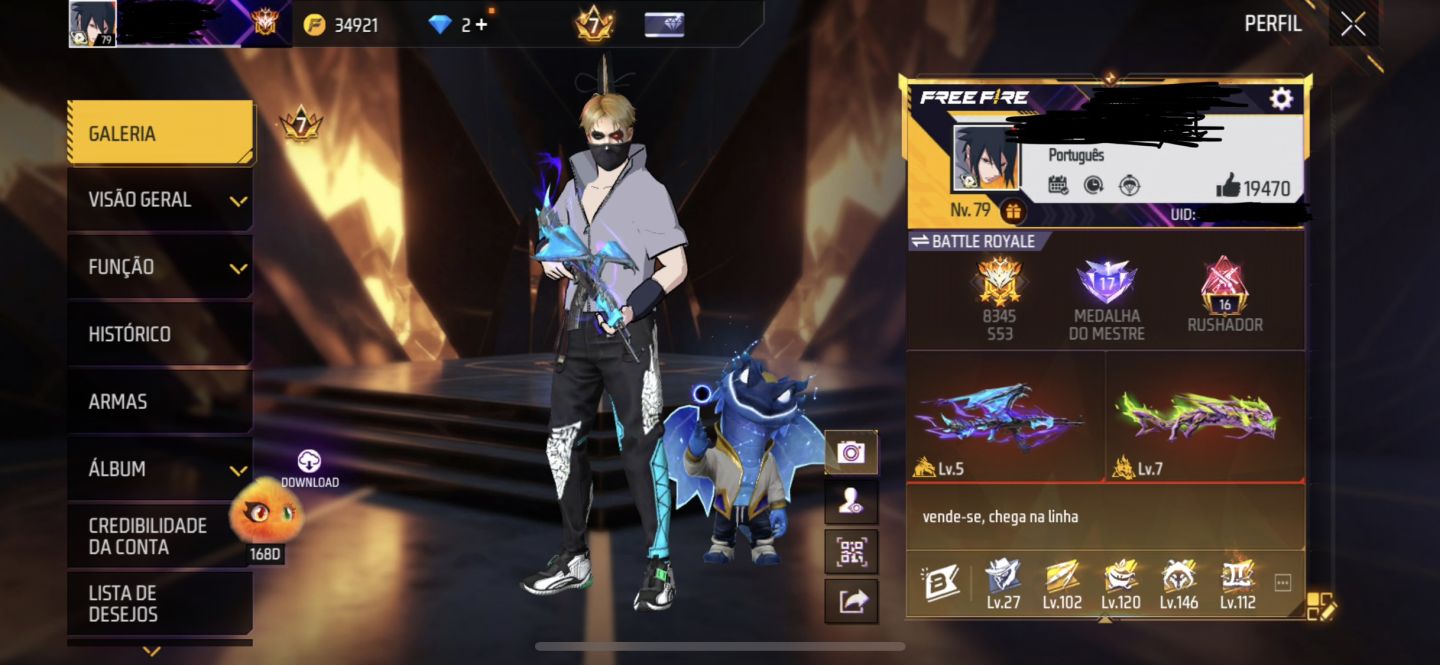 Conta de Free fire antiga nível 79
