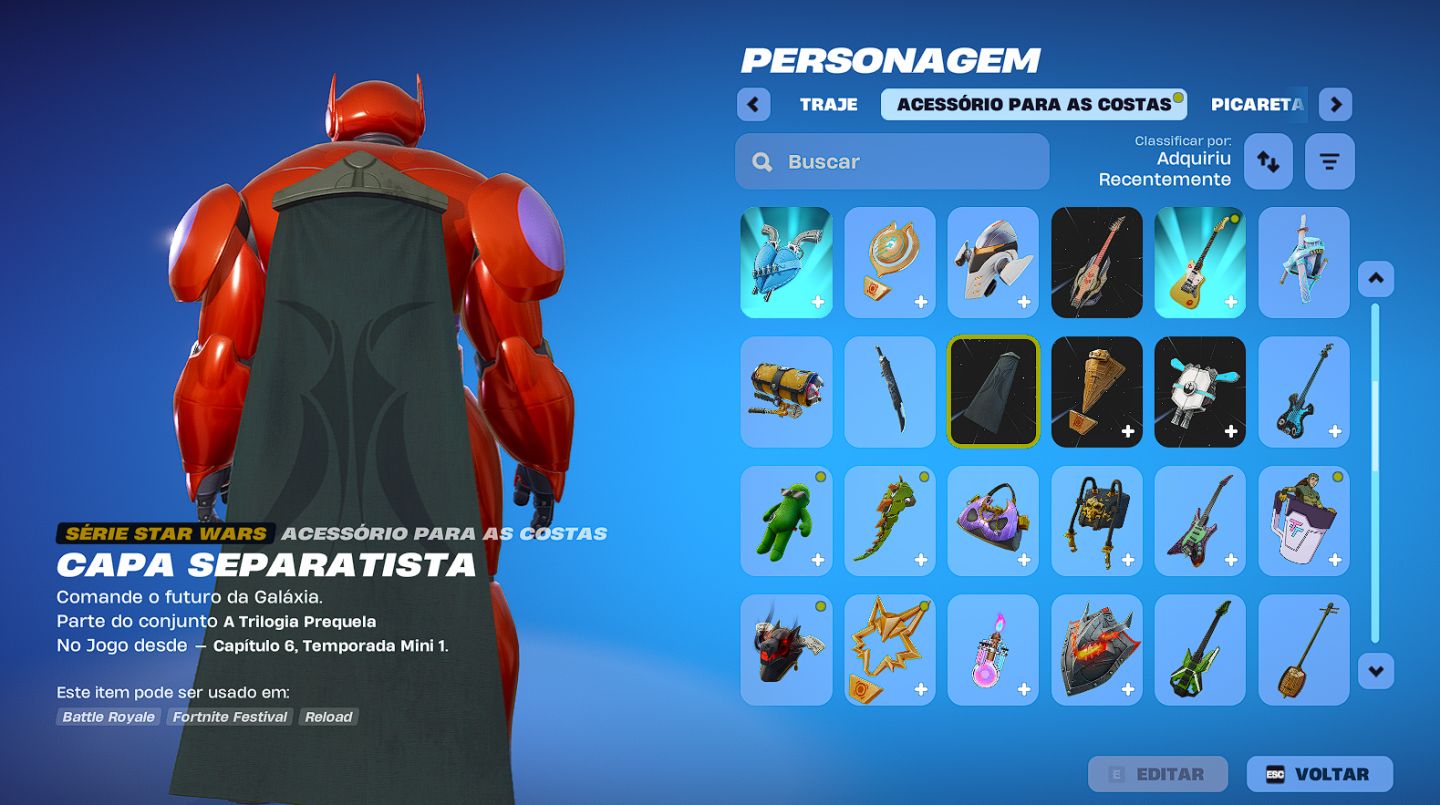 CONTA FORTNITE +200 ITENS - BAYMAX - VARINHA ESTELAR - 89 PICARETAS FULL ACESSO